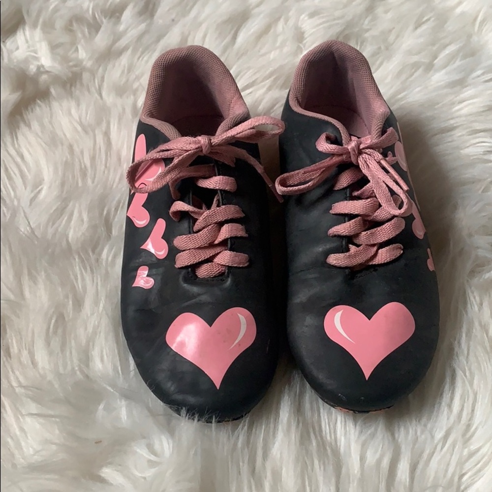 Kids Black and Pink Heart Sneakers